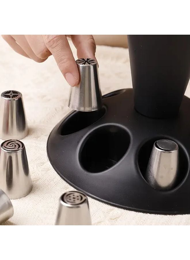 Durable Black Cake Stand Set With Blue Piping Tips Food Safe Plastic Baking Organizer - Image 5
